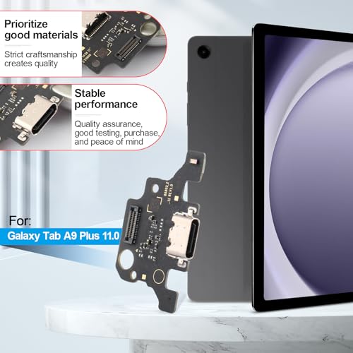 YHX-OU 11.0'' Ladebuchse Für Samsung Galaxy Tab A9+ A9 Plus SM-X210 SM-X215 SM-X216B X210N Dock Connector Port Charger LadePort Mikrofon Audio Jack Flex Kabel + Werkzeug
