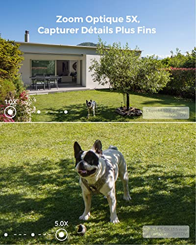 Reolink 4K Caméra de Surveillance Extérieure PoE avec Zoom Optique 5X, Vision Nocturne en Couleur, Audio Bidirectionnel, Détection de Personne/Véhicule, Alerte de Mouvement, Time-Lapse, RLC-811A