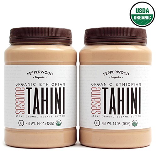 Pepperwood Organic Stone-Ground Ethiopian Sesame Tahini Paste, Hulled, Unsalted, Non-GMO, Gluten-Free, Kosher, Vegan, USDA Organic, Peanut-Free, 14 Ounce (2-Pack) (14oz - 2 Pack)