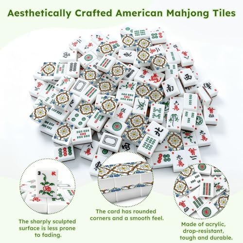 American Mahjong Set con 166 piezas acrílicas miniatura 6