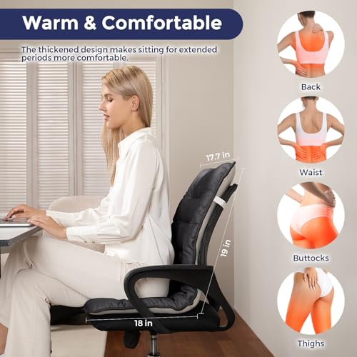 Heated Seat Cushion for Office Chair, Heated Seat Pad for Pain Relief Promote Blood Circulation with 3 Heat Levels & 90mins Auto-off, Chair Warmer for Back, Waist, Hips, Thighs Home Office Use Dark by FAYKONCEN - Image 5