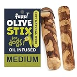 Fuzzl Olive Stix Medium 2 Pack Dog Chew Toy - Natural Olive Wood Dog Chews Tough Toys Long Lasting Chew Toys for Aggressive Chewers