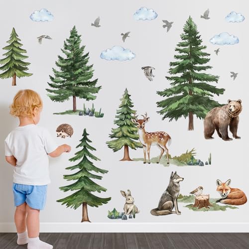 Vinilo decorativo 3D bosque verde para pared, 3 piezas miniatura 3