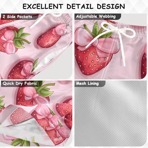 Pigsaly Boys' Swim Board Shorts Cartoon Red Strawberry Boy's Swim Trunks Kids Swimwear 4T3