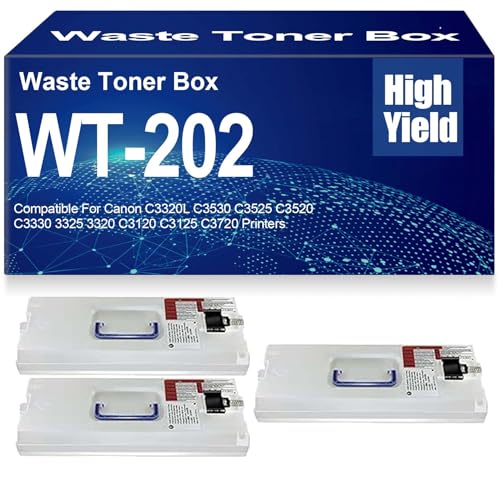 SXLXYOF Contenedor de Cartuchos de tóner Residual WT-202 compatibles para Canon C3320L C3530 C3525 C3520 C3330 3325 3320 C3120 C3125 C3720 Impresoras,WT202-3PC