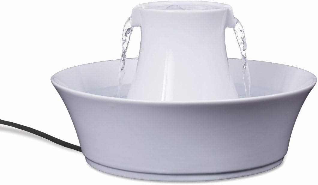PetSafe Drinkwell Avalon Ceramic Pet Water Fountain - Rust Resistant Automatic Water Dispenser for Cats and Small Dogs - 70 Ounce (2 Liter) - Dishwasher Safe, Filters Included - Circular Modern Design