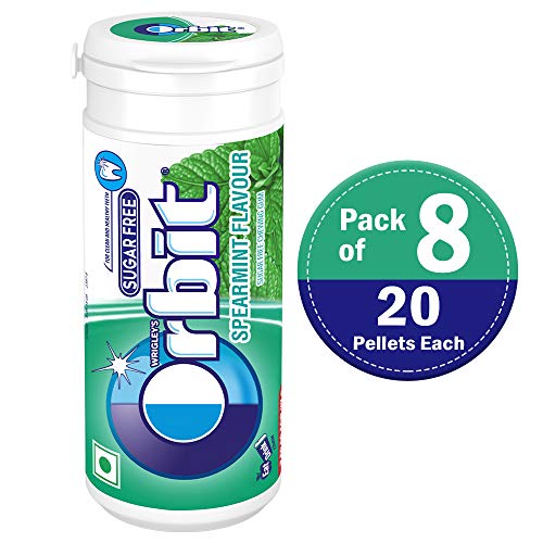 Image of Orbit Spearmint Flavour Sugar Free Chewing Gum - 22g Tube (Pack of 8) & Orbit Sweetmint Flavour Sugar Free Chewing Gum - 22g Tube (Pack of 8)