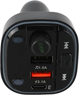 Namvo Bluetooth 5.3 Car Adapter, 2 in 1 Bluetooth FM Sensors [Dual Stronger Mics] & Car Charger, Wireless Car Radio Adapter Handsfree Car Kit