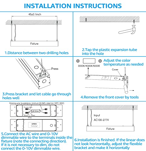 Leonlite 3Cct Led Linear Light Fixture 4Ft, 40W 4600Lm 0-10V Dimmable, Seamless Connection Suspended Light Led Shop Light, Etl Listed Office Ceiling Lighting, Matte Black Aluminum Housing, Pack Of 4 #TOP7