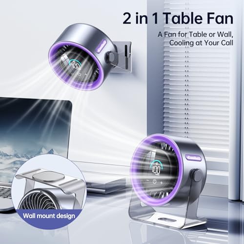 image for Coolhill USB Desk Fan for Bedroom: 100 Speeds Digital Display Quiet Ta