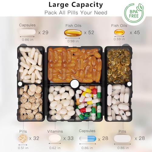 Image of FYY Travel Pill Organizer, Large Pill Box Medicine Case-2pcs Clear Black