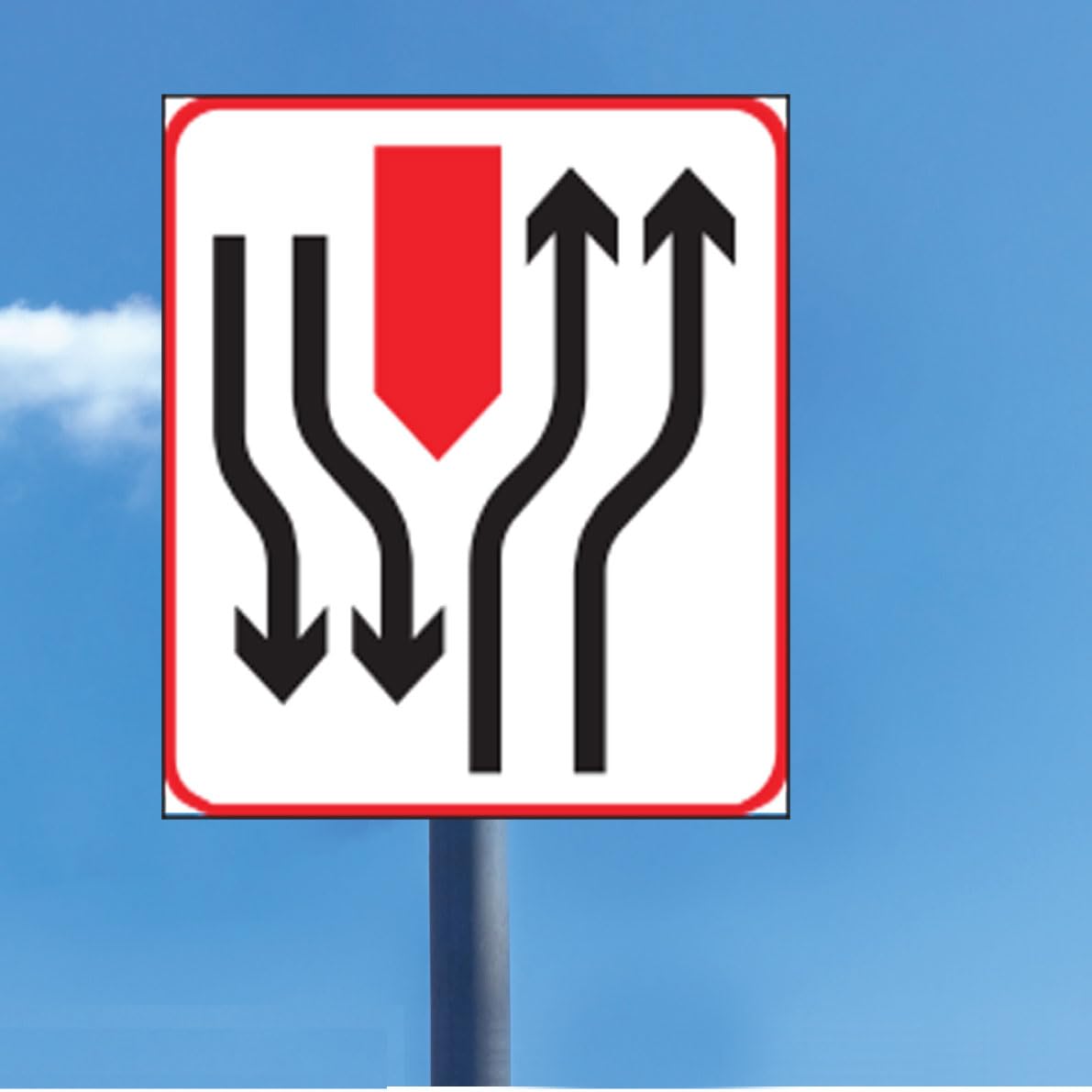 Maxsafe Beginning End of Median Signage Aluminum Sign Board with Reflective Sticker 120x80cm