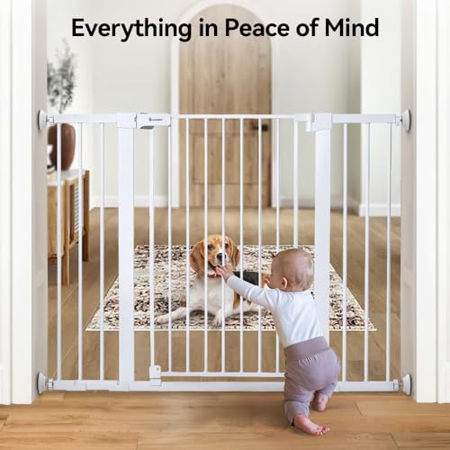 COMOMY 4 Stück Wandschutz für Treppenschutzgitter und Türschutzgitter ohne Bohren, Kinder Schutzgitter Wand Saver, Schützen Wände und Türen vor Türgitter Baby und Hundegitter, Weiß