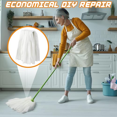 Image of 12 Pcs Disposable Mop Head Replacement Bulk 1.25'' Universal Headband Non Woven Commercial Mop Head Replacement Cut End Looped Open Dust Clamp Mop Head for Floor Cleaning Wet Home Industrial