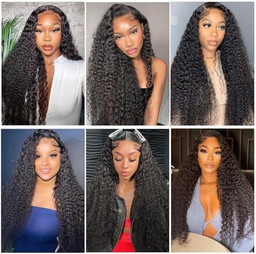 Hoiloxa 30 Inch 5x5 HD Lace Closure Wigs Human Hair Deep Wave Lace Front Wigs Human Hair Wet and Wavy Deep Curly Closure Wig 180% Density Glueless Curly Wig Deep Wave Wig — view 5