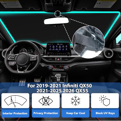 Image of Windshield Sun Shade for Infiniti QX50 2019-2021 & 2021-2026 QX55 | Car Front Window SunShades Shield Cover Sun Visor Protector with 240T Fabric UV & Sun Heat Protection Accessories