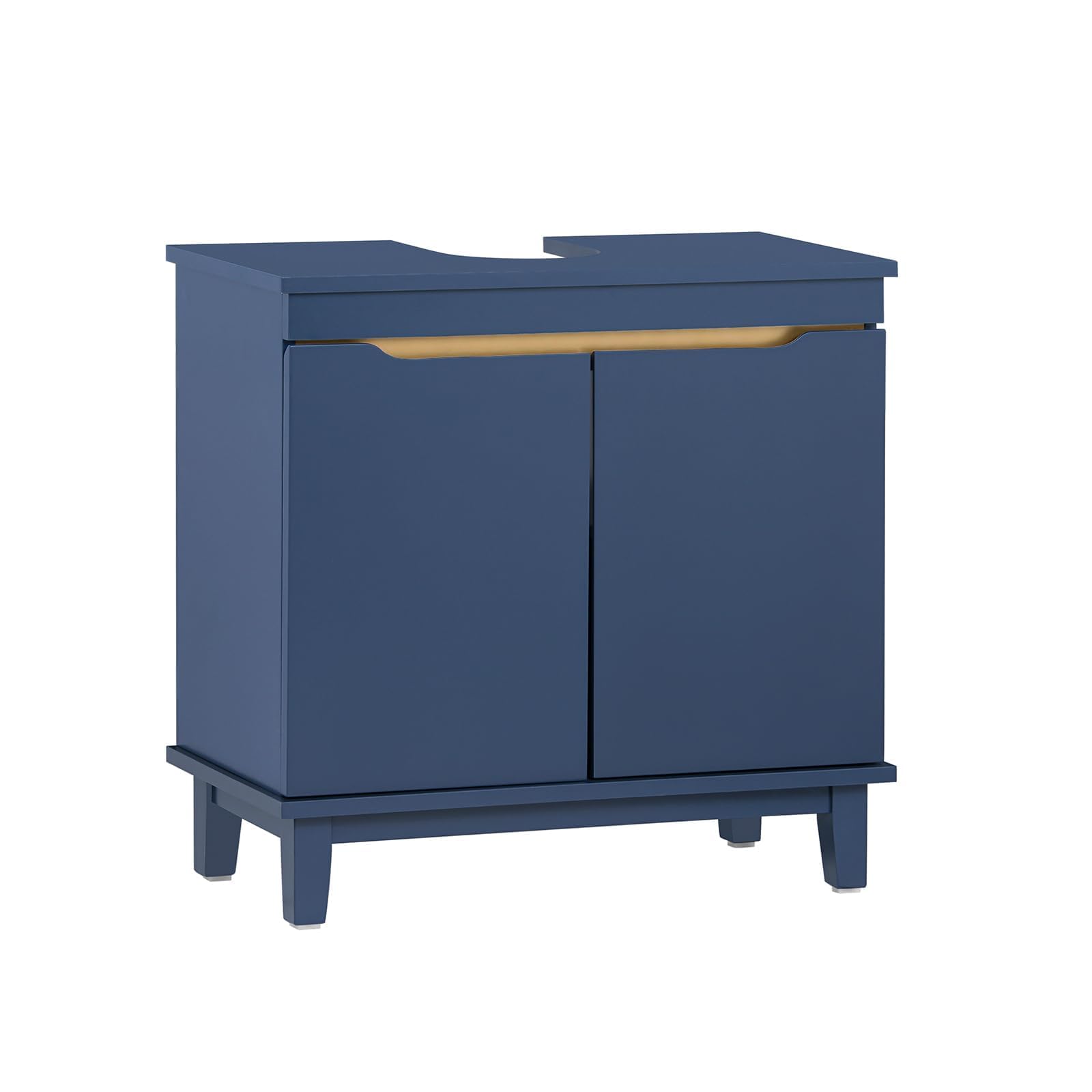 SoBuy Mobile Sottolavabo – Mobiletto da Bagno con Ante – Mobile Sottolavabo Stretto in Legno per Piccoli Spazi, Blu, 60 x 59 x 30 cm, BZR113-​B