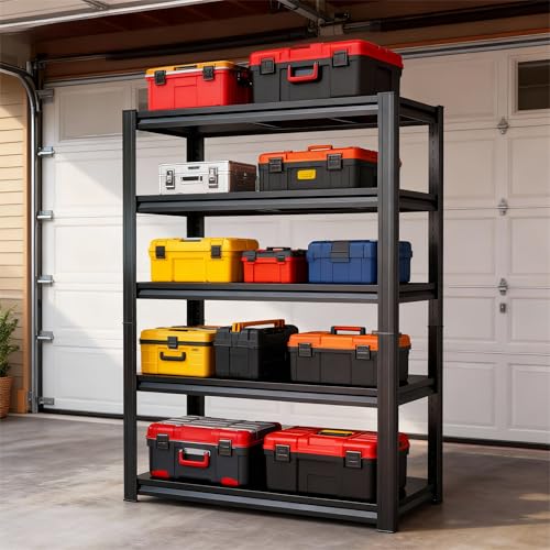 Beaunatixx 5-Tier Garage Shelving, 78''H*40''W*16''D Metal Storage Shelf ，2-in-1 Adjustable 3020 lbs Heavy Duty Unit Shelves, Upgraded Reinforced Double-Layer Columns for Basement Kitchen Pantry Rack