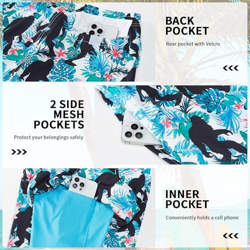 Mens Swim Trunks 9 Inch Inseam Stretch Board Shorts Built-in Quick Dry Swimwear Bathing Suits with Compression Liner3