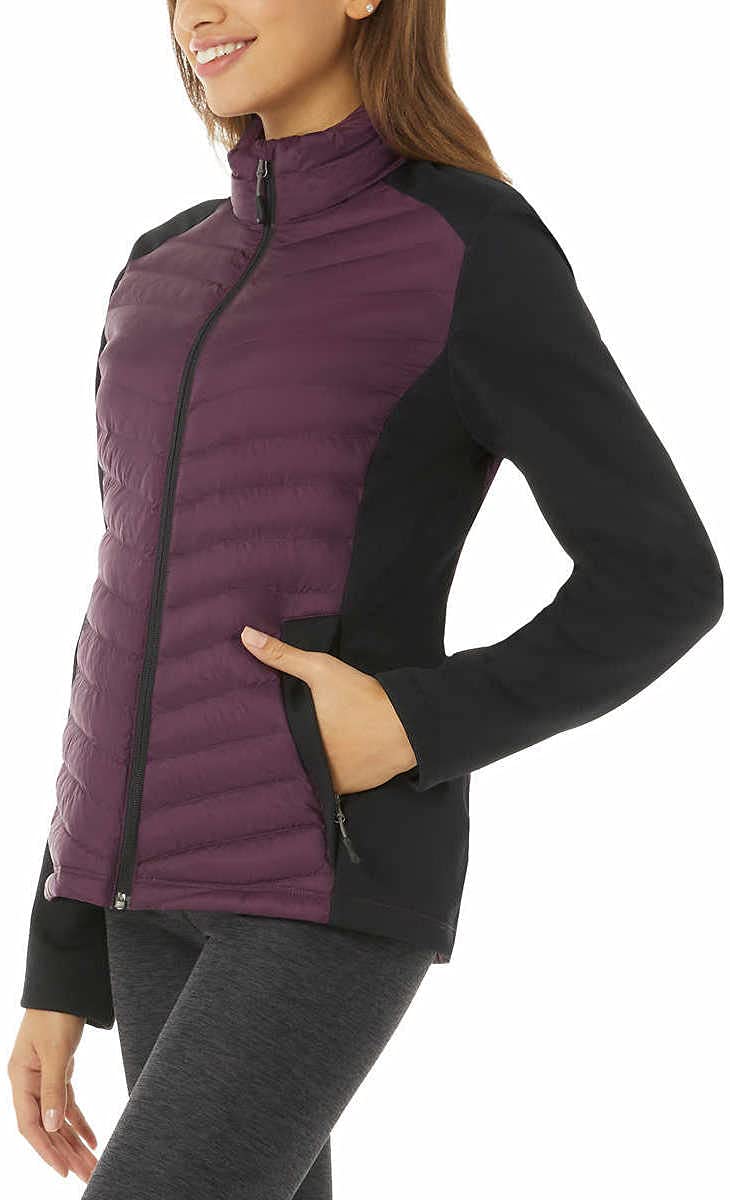 32 Degrees Womens Mixed Media Jacket (Potent Purple, Large)