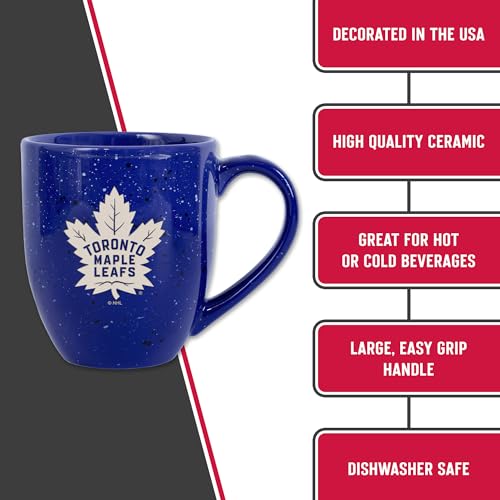 Image of Rico Industries NHL Hockey Toronto Maple Leafs Royal Personalized 16 oz Team Color Laser Engraved Speckled Ceramic Coffee Mug