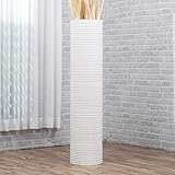 LEEWADEE Large Floor Vase – Handmade Flower Holder Made of Wood, Sophisticated Vessel for Decorative Branches and Dried Flowers, 44 inches, White