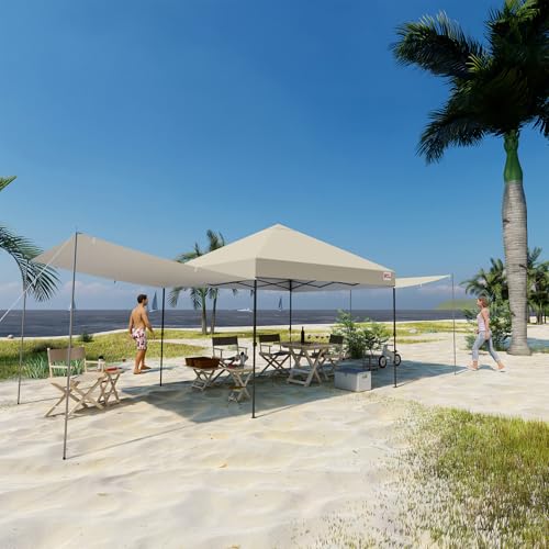 Image of MASTERCANOPY 10x10 Pop Up Canopy Tent with 2 Shelters，230 Sq ft Beige