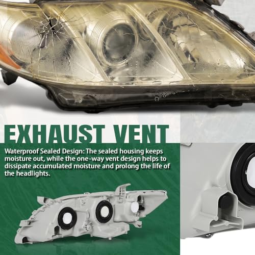 Image of GRAND ORANGE Headlight Assembly Front Headlamp Right Side Compatible with Toyota Camry 2007-2009 TO2502200 / TO2518119 / 20-6758-80 /206758801 Clear Lens Chrome Housing Amber Reflector OE Replacement