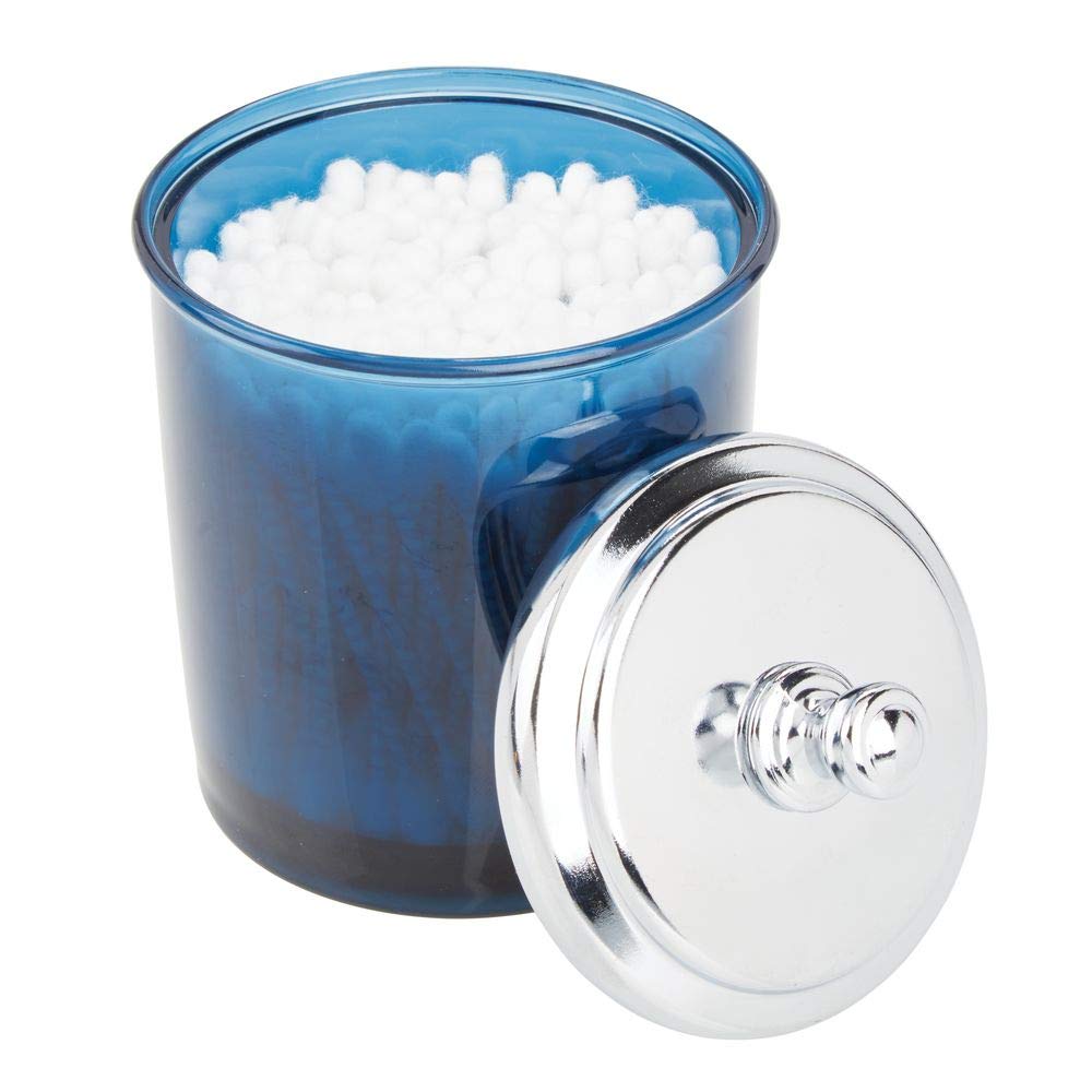 mDesign Bathroom Vanity Storage Organizer Apothecary Canister Jar for Cotton Balls Swabs Makeup Sponges Bath Salts Hair Ties