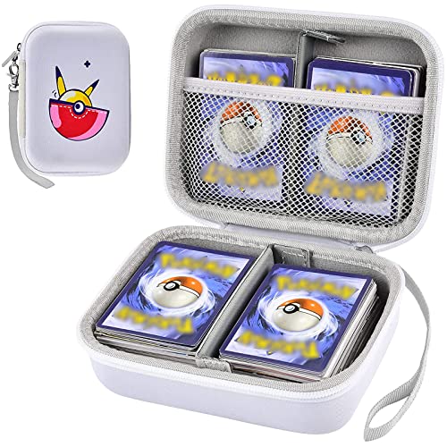 Portatarjetas compatible con cartas coleccionables de Pokemon, capacidad para hasta 400 tarjetas, encuadernación organizadora con 2 separadores extraíbles, color blanco Cover