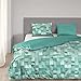 GOOD MORNING Juego De Funda Nórdica Geometric Verde Agua 155 x 220...