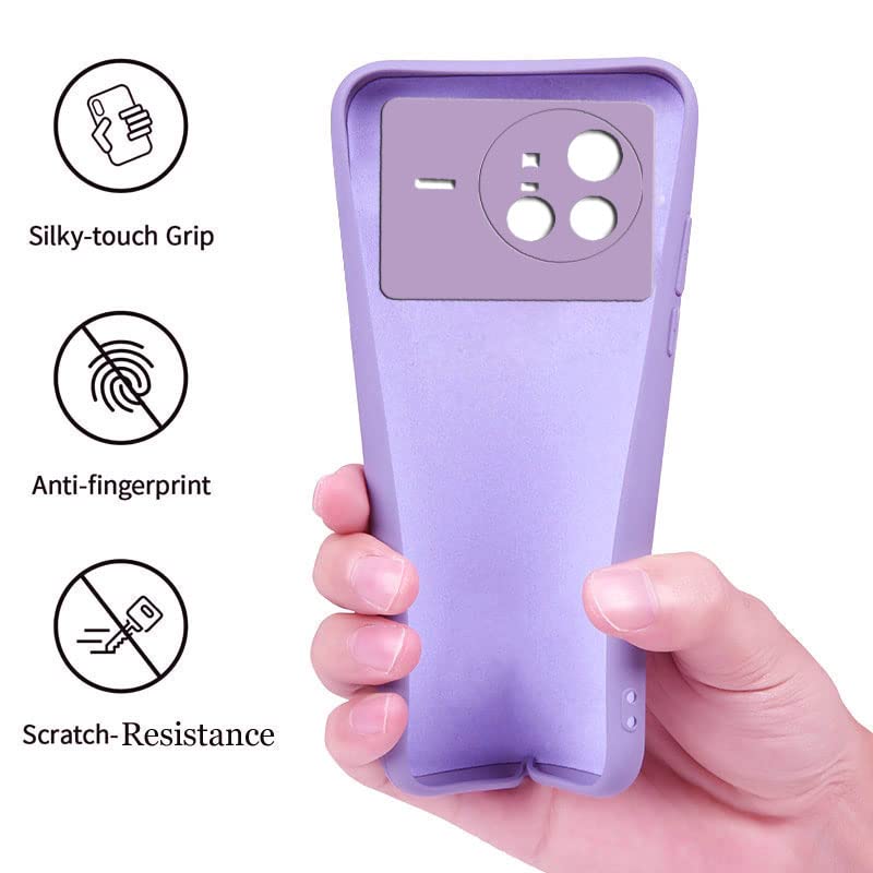 Image of A rtistque Liquid Silicone Flexible with Camera Protection Soft Back Cover Case for Vivo X80 - Purple