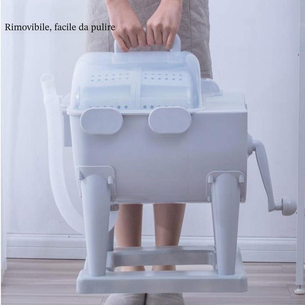 Mini Lavatrice Portatile A Mano,Lavatrice Manuale Non Elettrica con Asciugatrice,Piccola Lavatrice Ecologica,con Scarico Automatico,per Dormitorio/Campeggio
