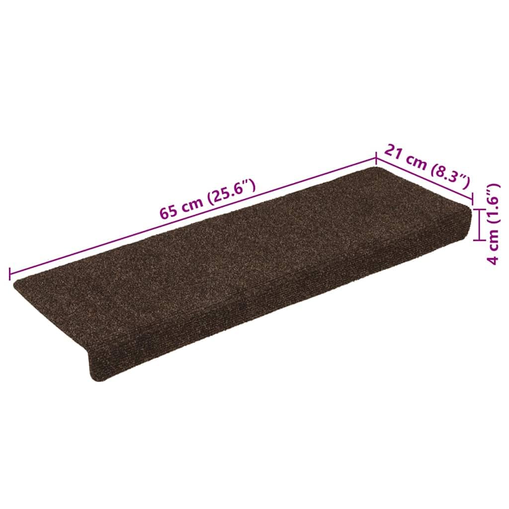 Tappetini autoadesivi per scale, 15 pezzi, 65 x 21 x 4 cm, colore: marrone