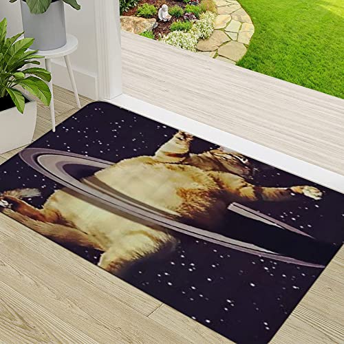 ERICAT Zerbino Ingresso,Gatto che gira l'hula hoop in Galaxy,Antiscivolo Assorbente Resistente allo sporco Tappeto Cucina Tappeto Tappeto Entrata Zerbino
