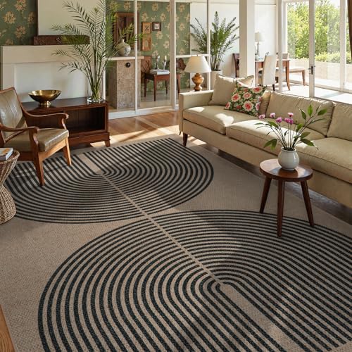 Lahome Modern Rainbow Easy Jute Carpet, 8x10 Living Room Rugs