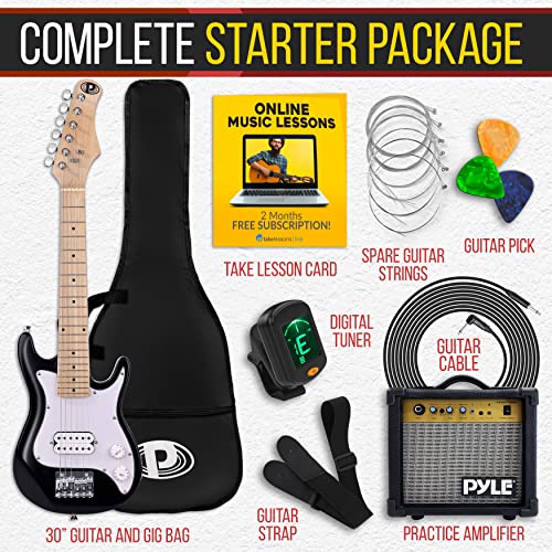 Pyle Kids Electric Guitar Starter Kit With Amplifier, 30” Mini Instrument W/ 10W Amp & Complete Accessories, Pegkt30 #TOP1