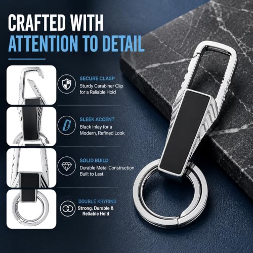 Image of Storite Premium Metal Carabiner Keychain - Heavy Duty Clip Hook Key Holder with Key Ring for Car, Bike & House Keys, Belt Loop Organizer for Men & Women
