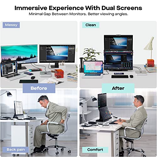 Image of Mobile Pixels Geminos Dual 24 inch Stacked Computer Monitors with 1080P Webcam&Speakers, 65W USB-C Charging, All-Inclusive Vertical Desktop Monitor, HDMI /USB-A /USB-C, Infinitely Adjustable (2 Monitors)