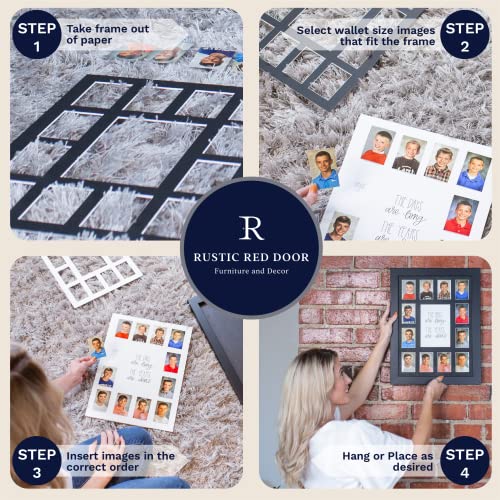 Image of Rustic Red Door Co. RRD Class of 2038 Photo Mat (11 inch x 14 inch) - Collage Frame for School Pictures Pre-K to 12 - Grey Mat for 15 Photos (No Frame)