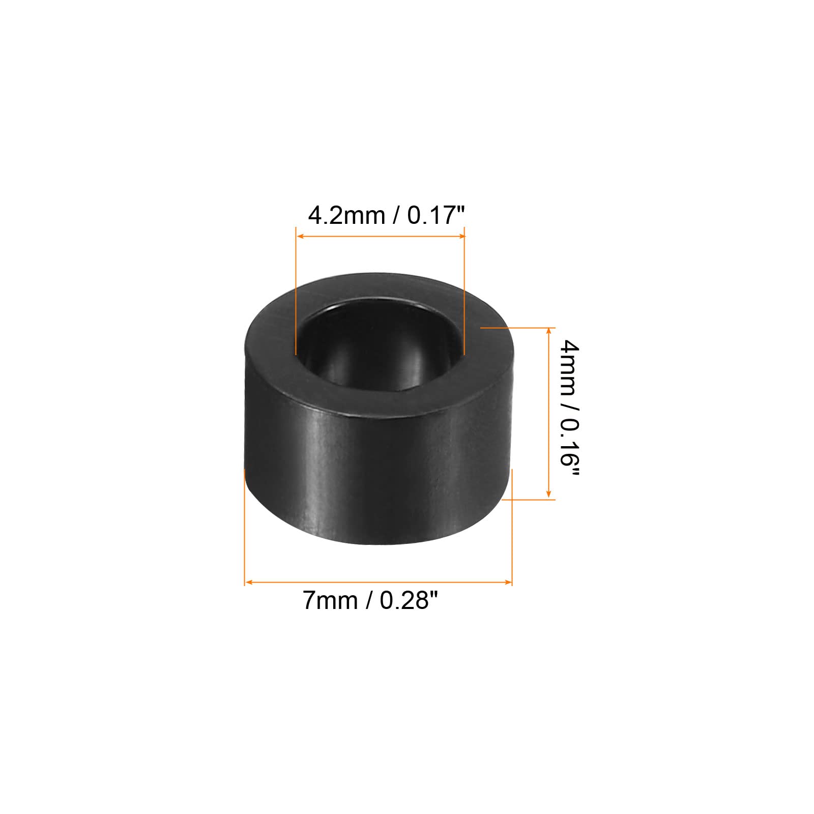 PATIKIL Tondo Distanziatore Rondella, 200pz Nylon 4.2mm ID x 7mm OD x 4mm L per M4 Viti Blocco 3D Stampante TV Parete Montaggio Elettrico Presa, Nero