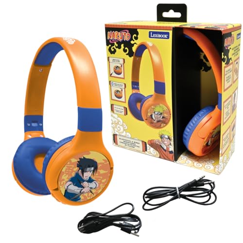 Image of LEXiBOOK, Naruto Bluetooth Headphones, HPBT010NA | 2-in-1 Bluetooth & Wired, Microphone, Rechargeable battery, Orange /Blue