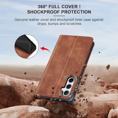 Image of Jasonyu Flip Wallet Case for Samsung Galaxy A35,Brown
