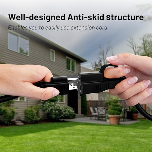 163 black indoor outdoor extension cord 10 ft waterproof heavy duty extension cord with 3 prong grounded plug13a 1625w 16awg sjtw flexible weatherproof power cable for offices gardens and lawns