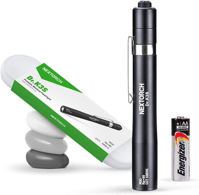 Medical LED Pen Light with Pupil Gauge for Doctor Stethoscope Healthcare Nursing School Students Light with AAA Battery (Yellow)