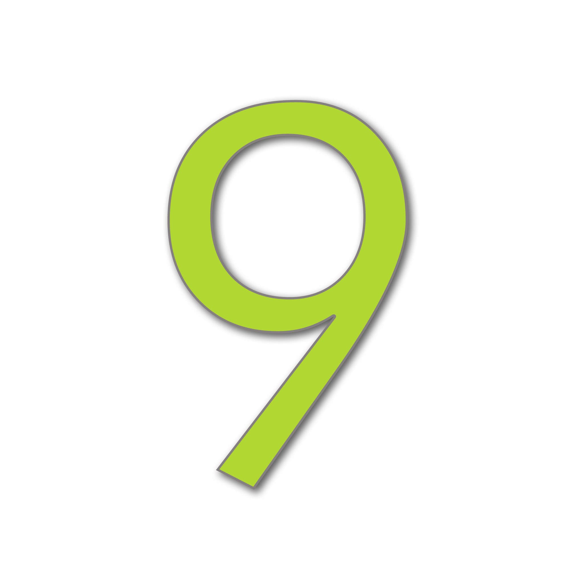 House Number 9 FUTURA Door Numbers in 3 Sizes (15, 20, 25cm / 5.9, 7.8, 9.8in) Modern Floating House Number Acrylic incl. Fixings Easy Seen, Colour:Lime Green, Size:20cm / 7.9'' / 200mm