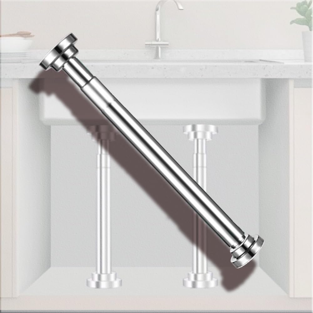 Soporte para lavabo bajo encimera que evita desprendimientos con su barra reguladora de cocina