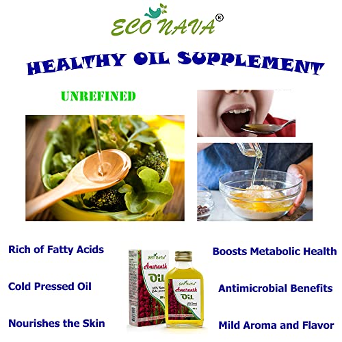 ECO NAVA Amaranth Seed Oil | 100% Natural & Cold Pressed | Gluten-Free | Premium Food Grade | Great for Cooking & Skin Applications & Massages (100 ml / 3.4 fl oz.) - Thumbnail 4