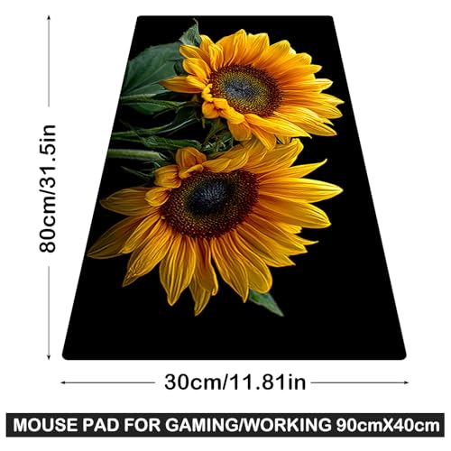 Image of Nuxovilar Sunflower Large Mouse Pad Gaming Mouse Pad Polyester 11.8x31.4 Inches for Home, Studio, Office, Vibrant Decor for Flower Enthusiasts