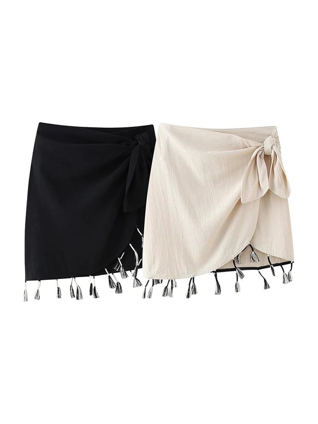 Mini jupe de golf à pompons irréguliers pour femme - Taille haute